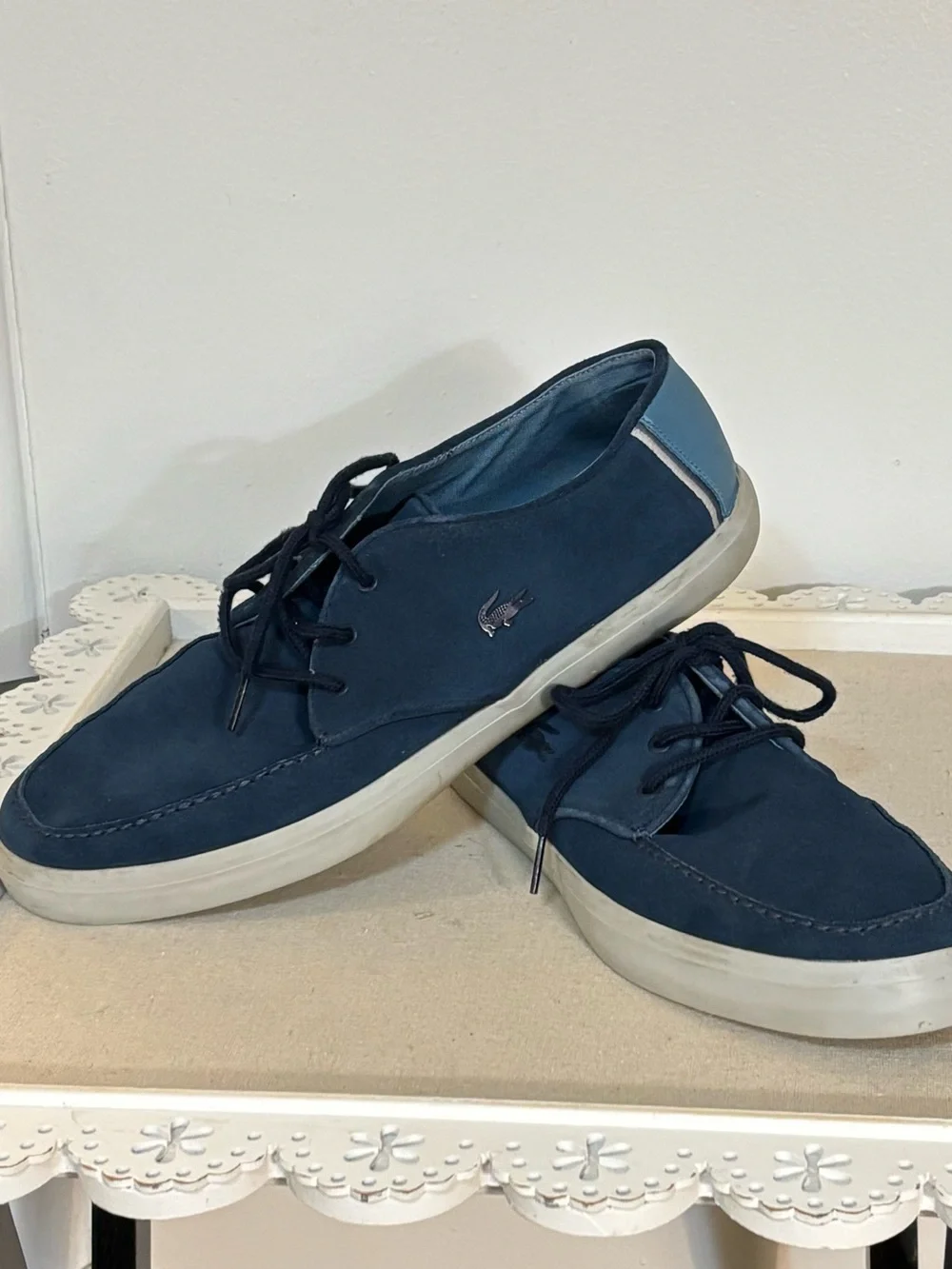 Lacoste, Sevrin Blue Suede With light Blue Leather Accent At Back. Men’s Size 12